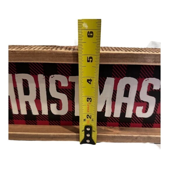 Christmas Buffalo Checked 15 inch Sign READ Red Black Free Stand or Hang Rustic - Picture 7 of 11